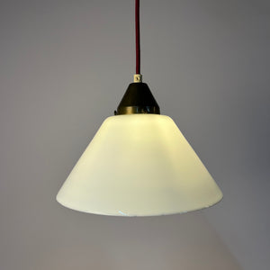 Hängelampe Opalglas Messing