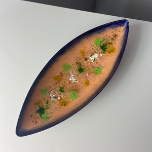 Längliche Schale blau apricot Emaille