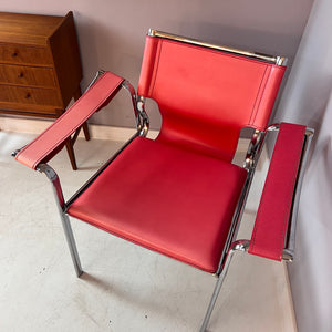 Chrom-Sessel rot aus Dänemark