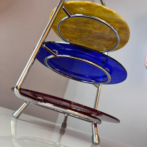 Etagere rot blau gelb Glas & Chrom