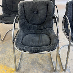 Freischwinger grau Cord Chrom von Gastone Rinaldi