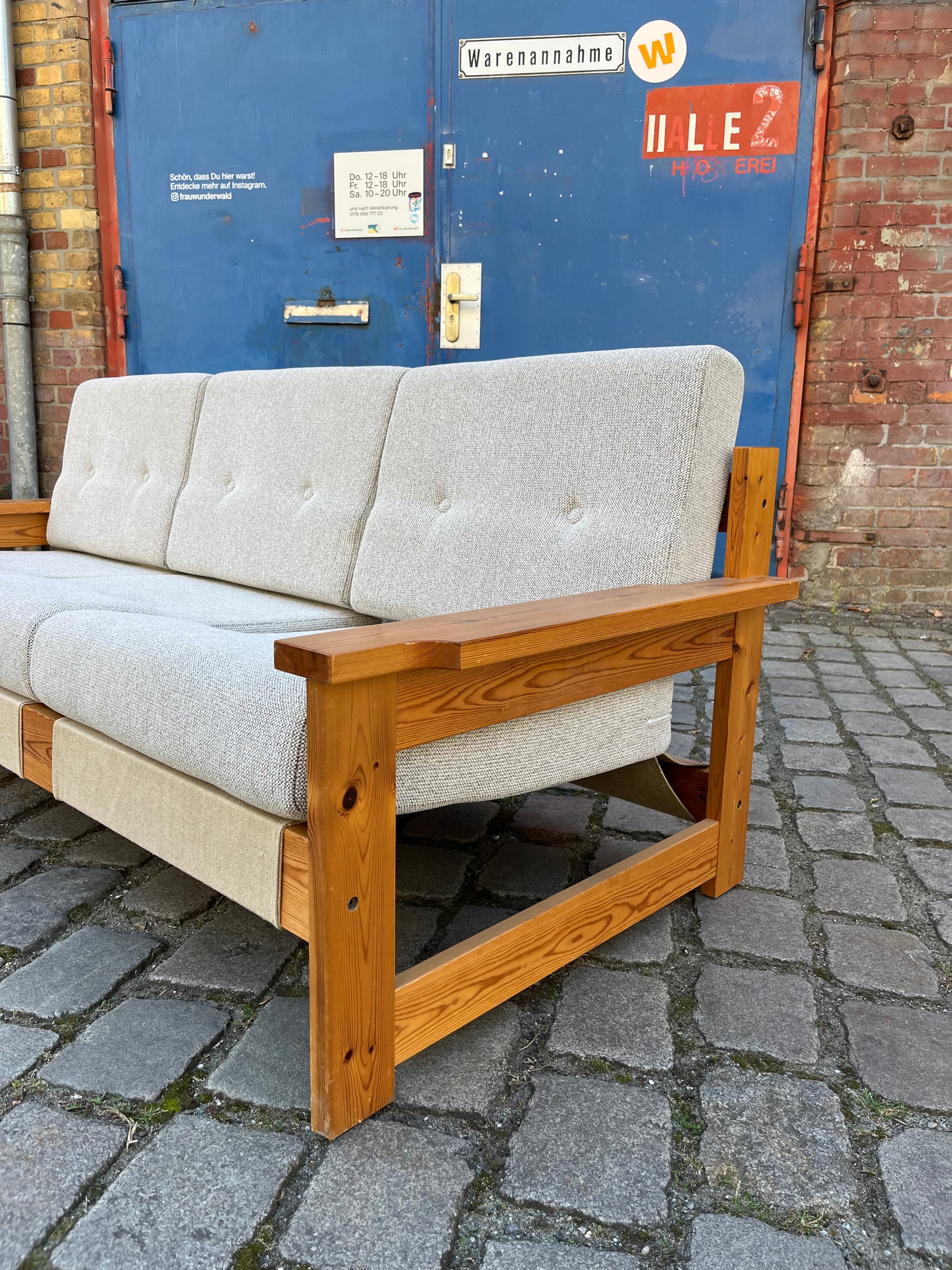 3-Sitzer Sofa beige grau Safari Style