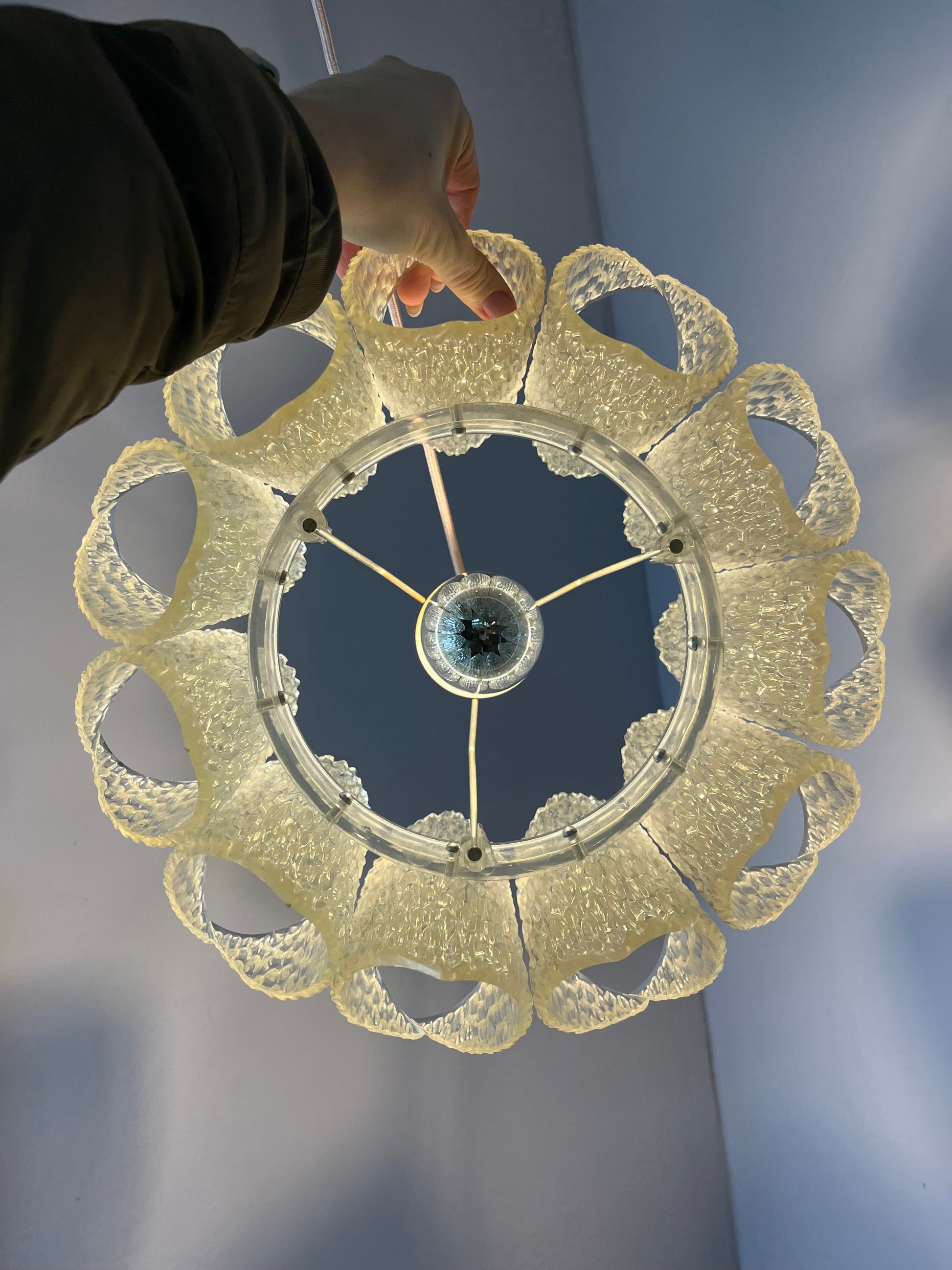 Hängelampe Lucite Eisglas von Marbach Leuchten