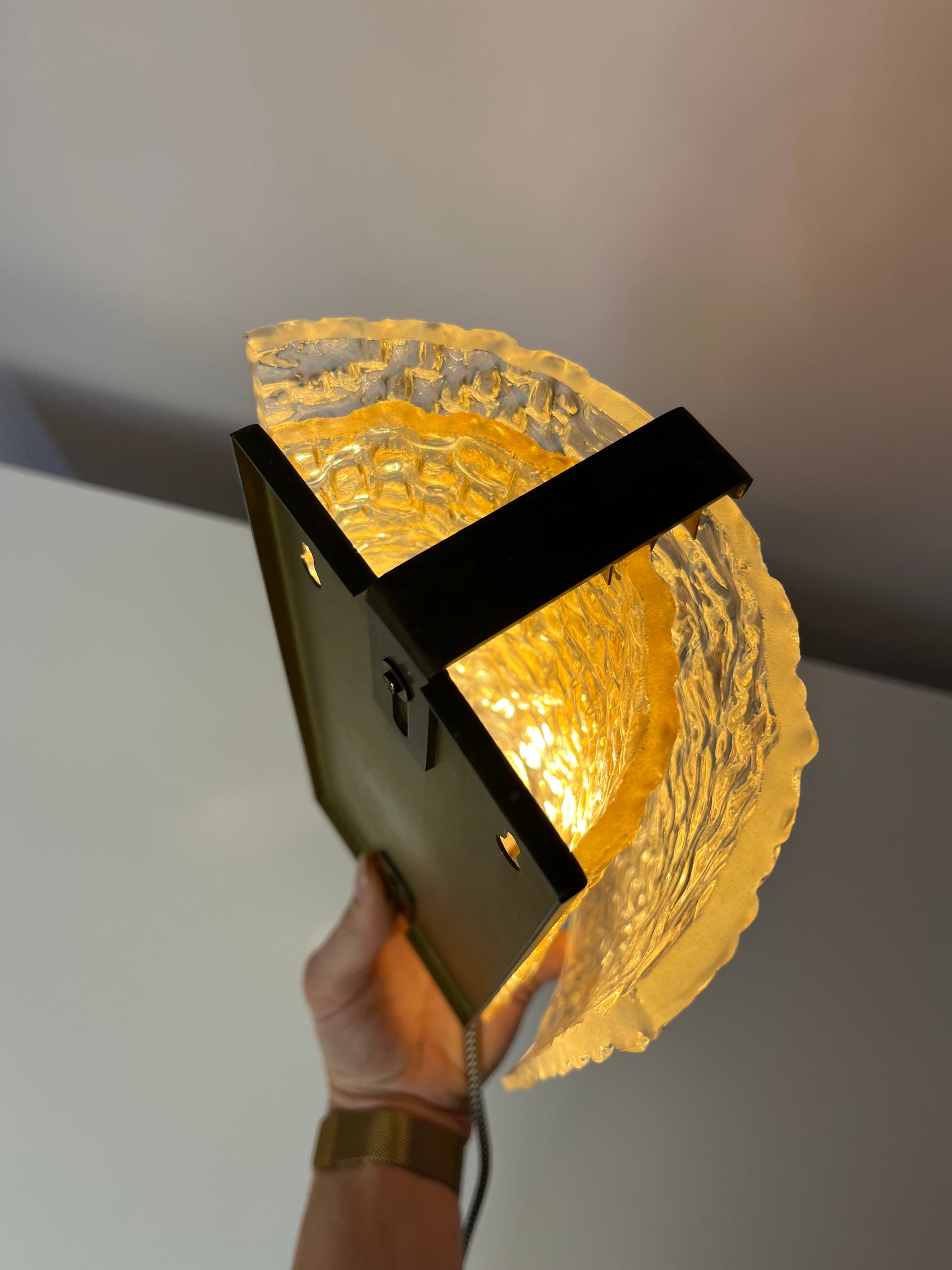 Wandlampe Glas Messing von Orrefors