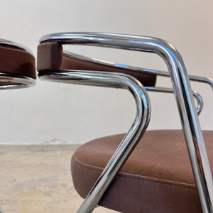 Polsterstuhl Chrom mit braunem Velour