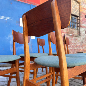 Set: 6x Esszimmerstuhl grau Teak neu gepolstert