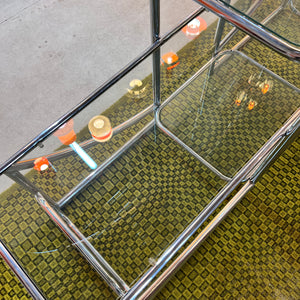 Rundes Regal / Raumteiler Chrom & Glas - Designklassiker