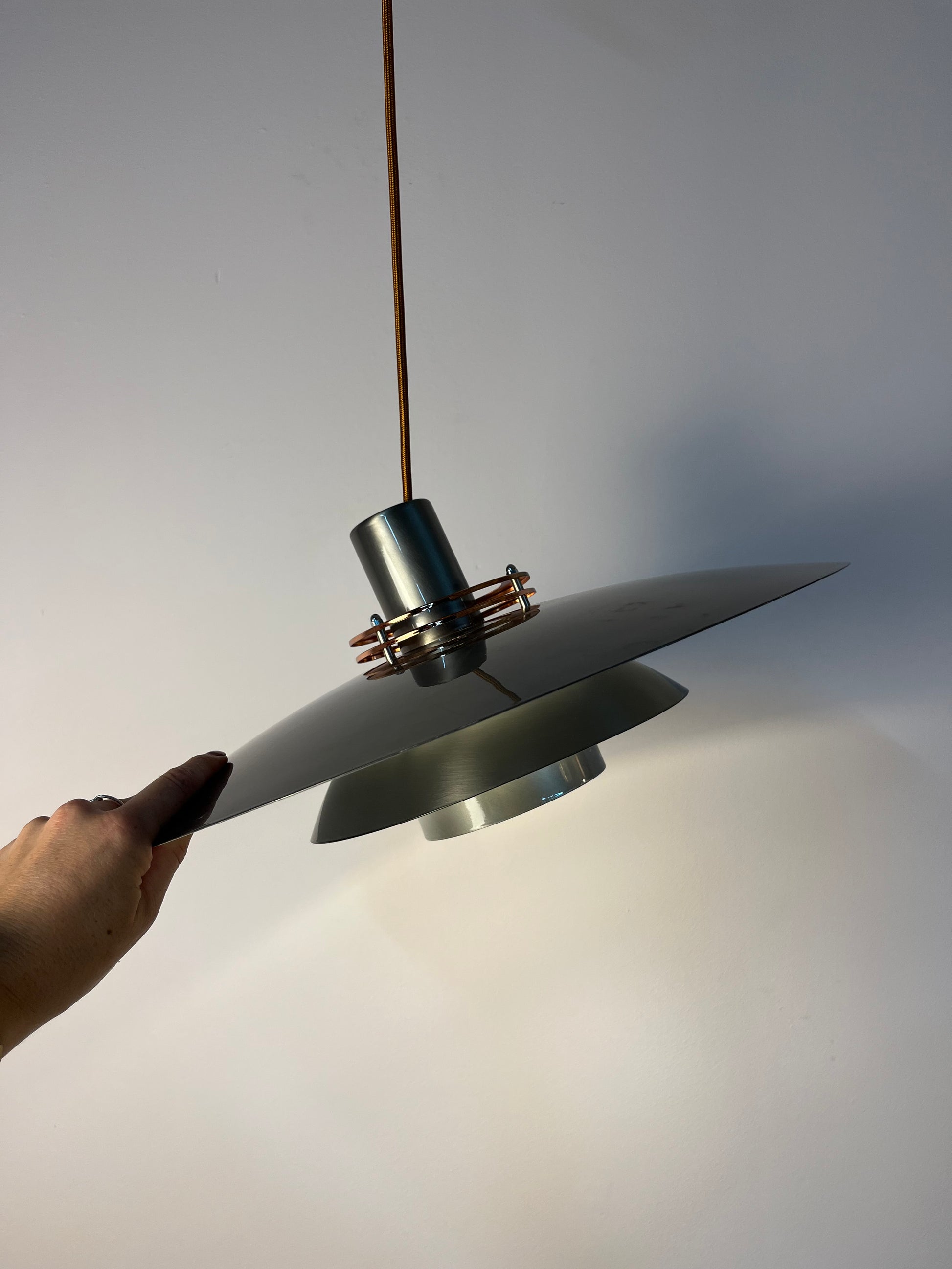 Große Lamellenlampe Leto silber kupfer von Top Lamper