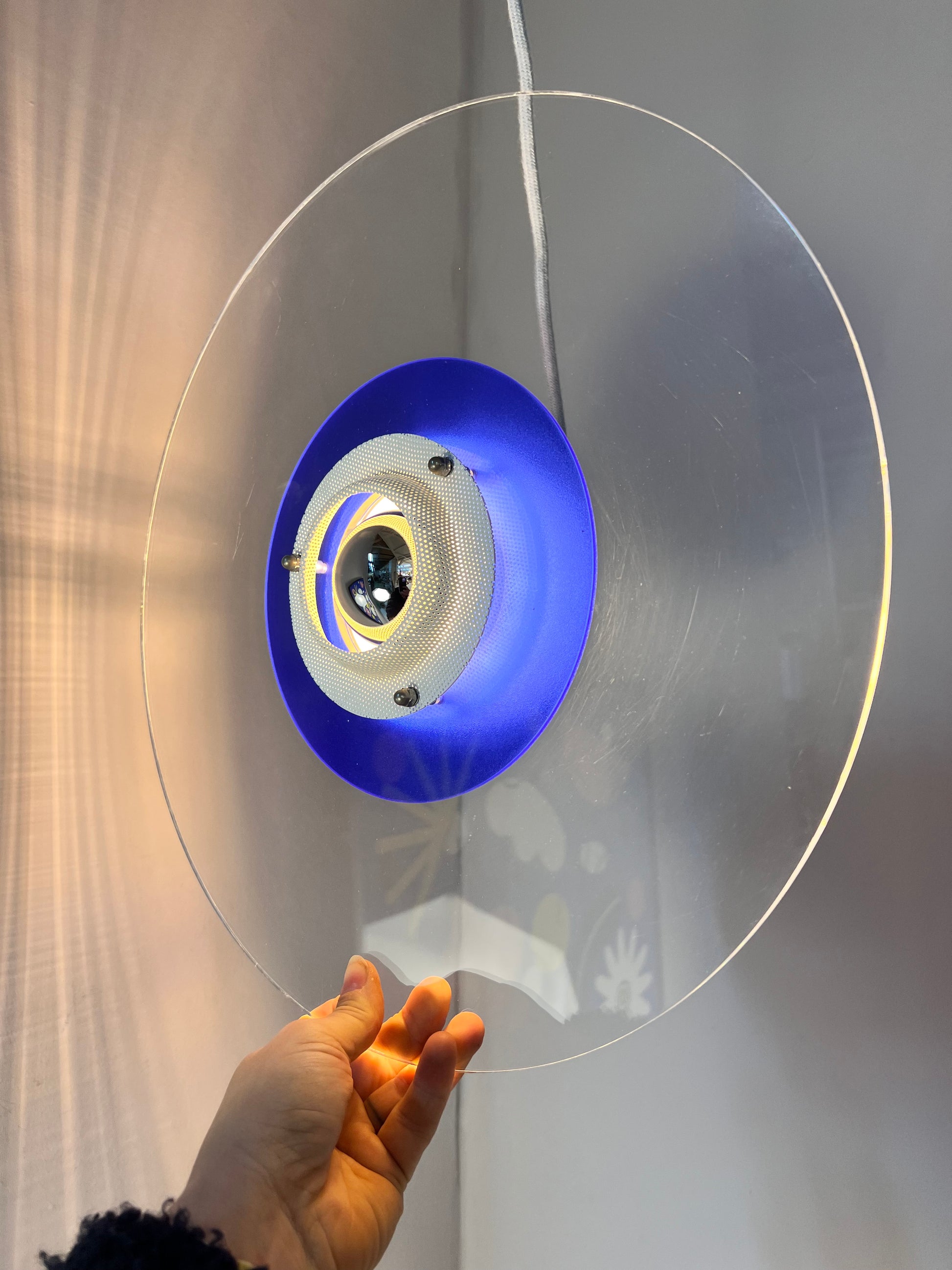 Lamellenlampe „Astra“ blau Plexiglas aus Dänemark