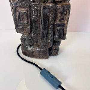 Tischlampe türkis beige Keramik von Bernard Rooke
