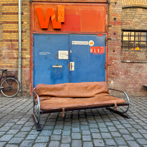 Kufensofa / Tagesbett Echtleder Chrom von Hynek Gottwald