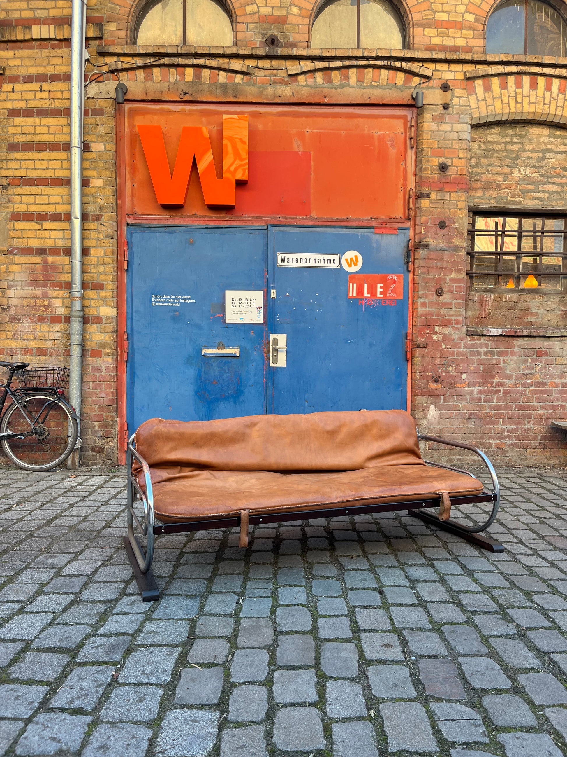 Kufensofa / Tagesbett Echtleder Chrom von Hynek Gottwald