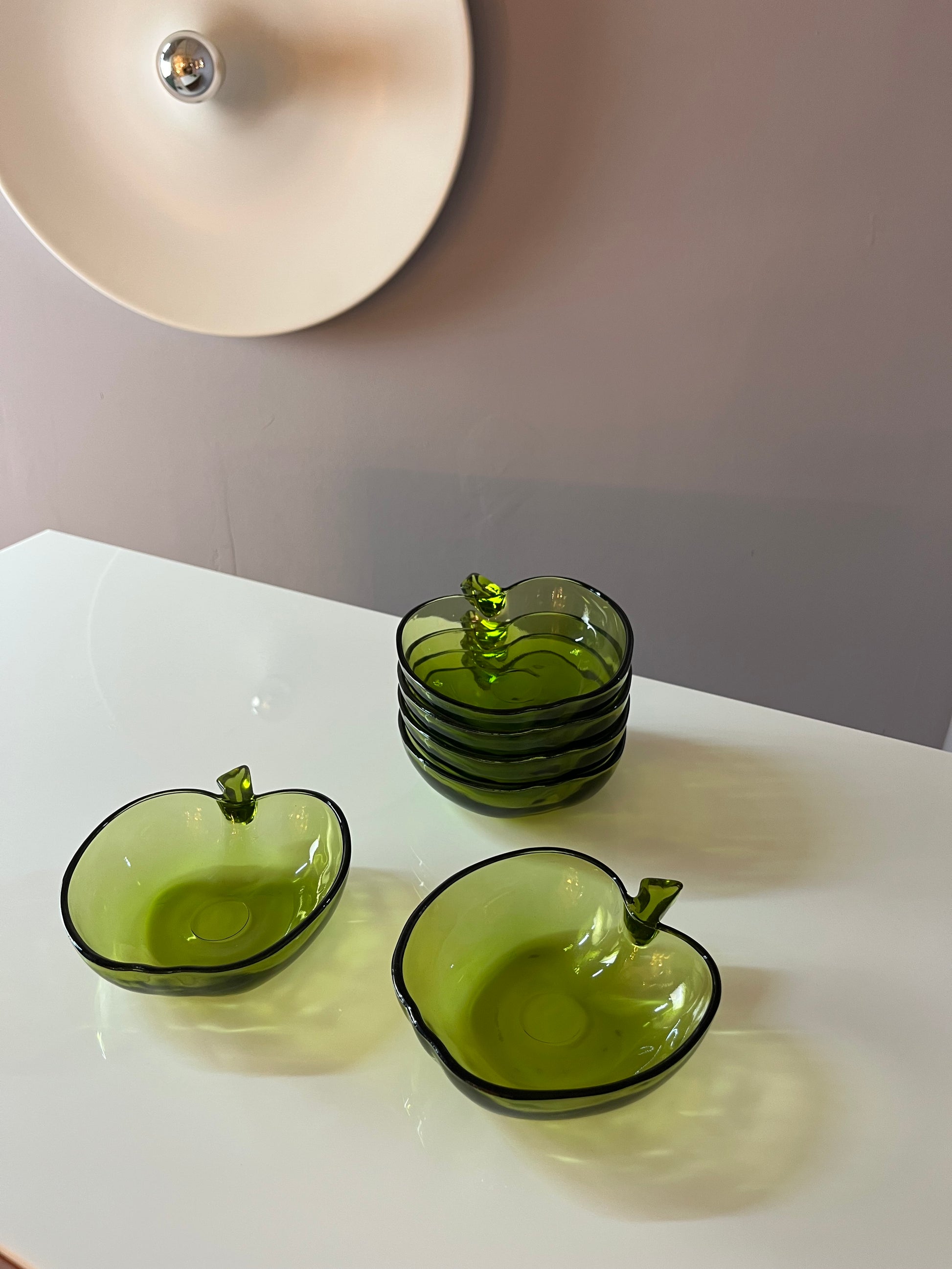 Set: 6x Schale grüner Apfel Glas