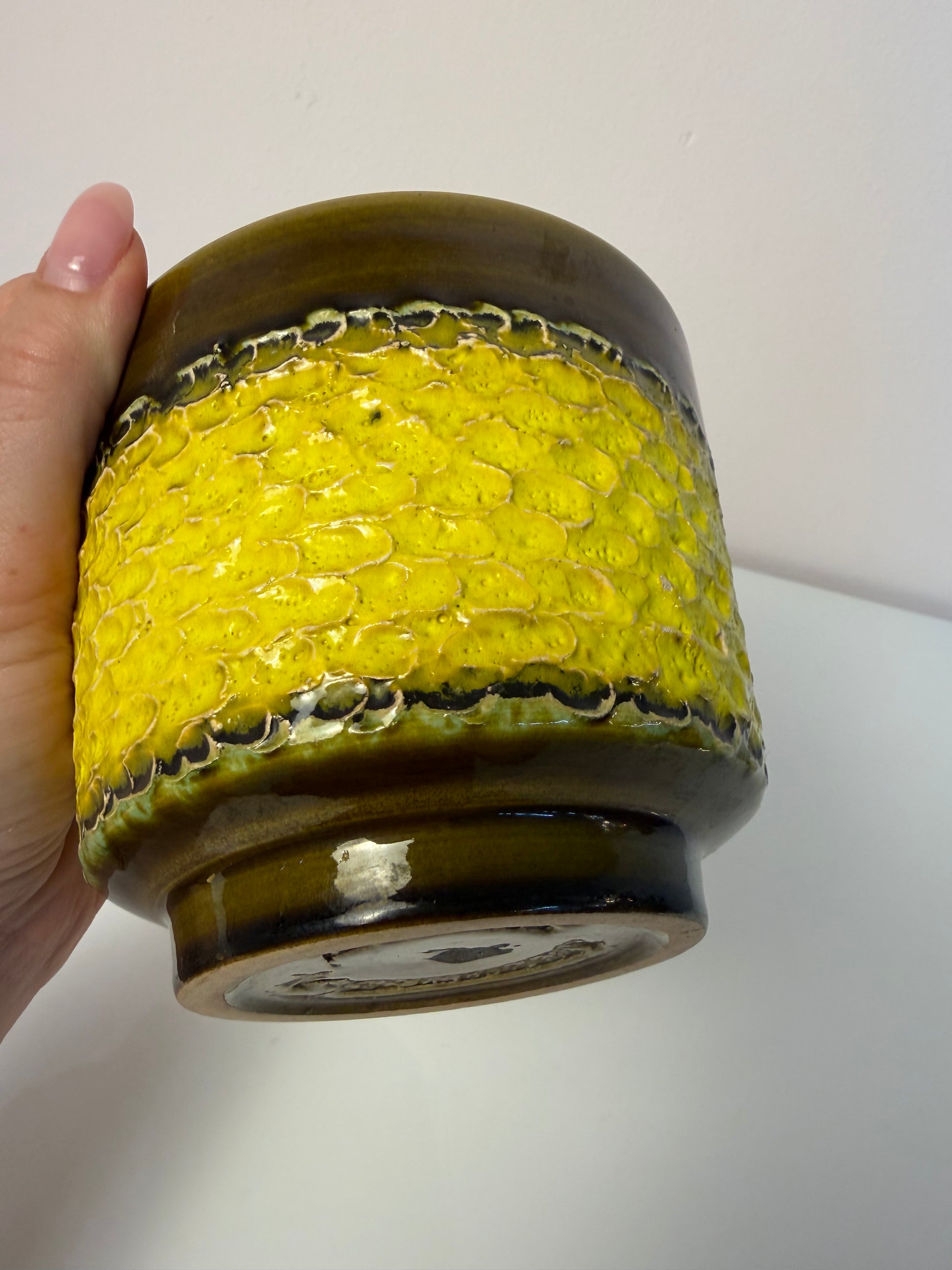Blumentopf 1516/12 gelb oliv Keramik