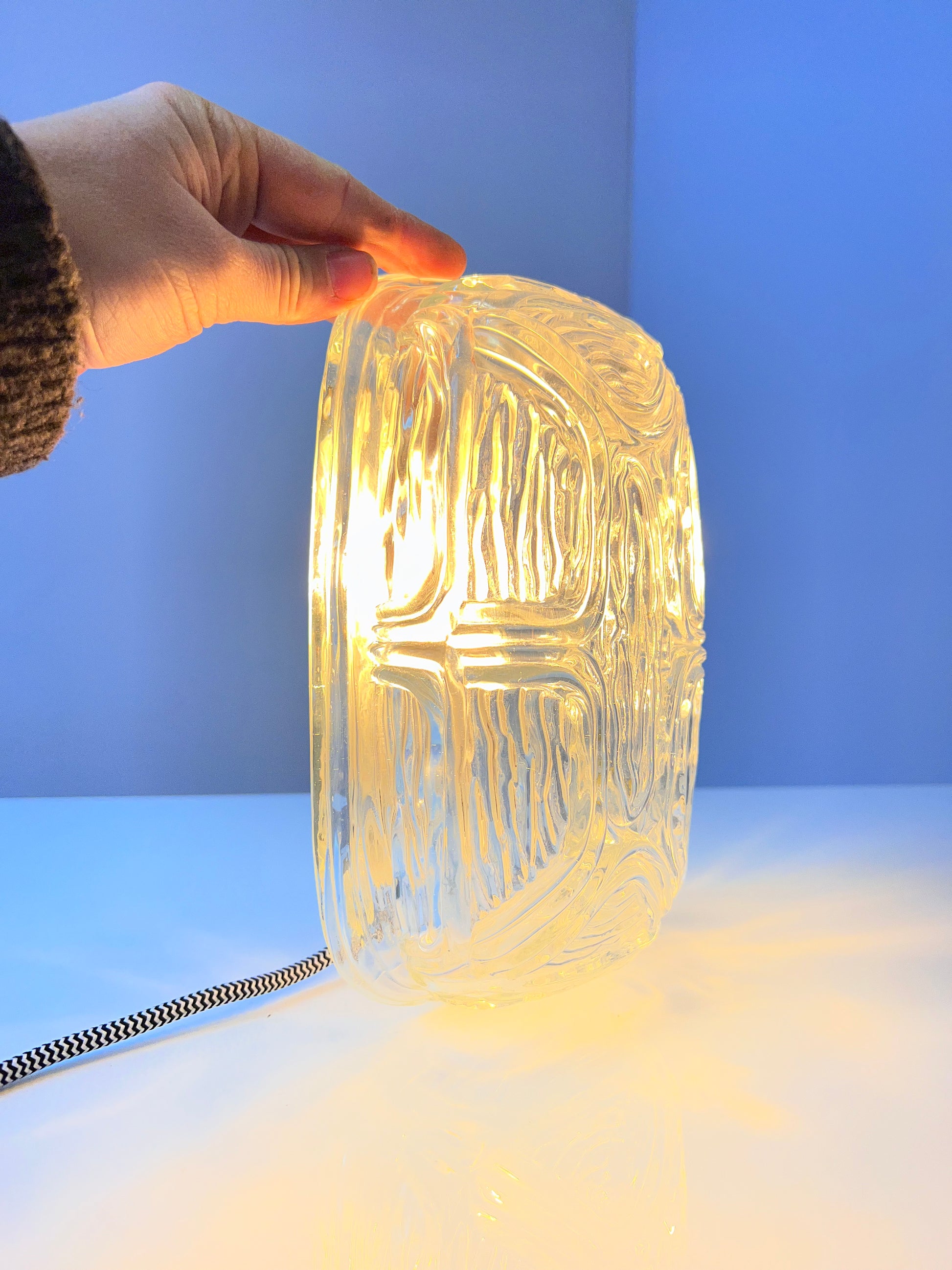 Wandlampe Strukturglas mit Kabel