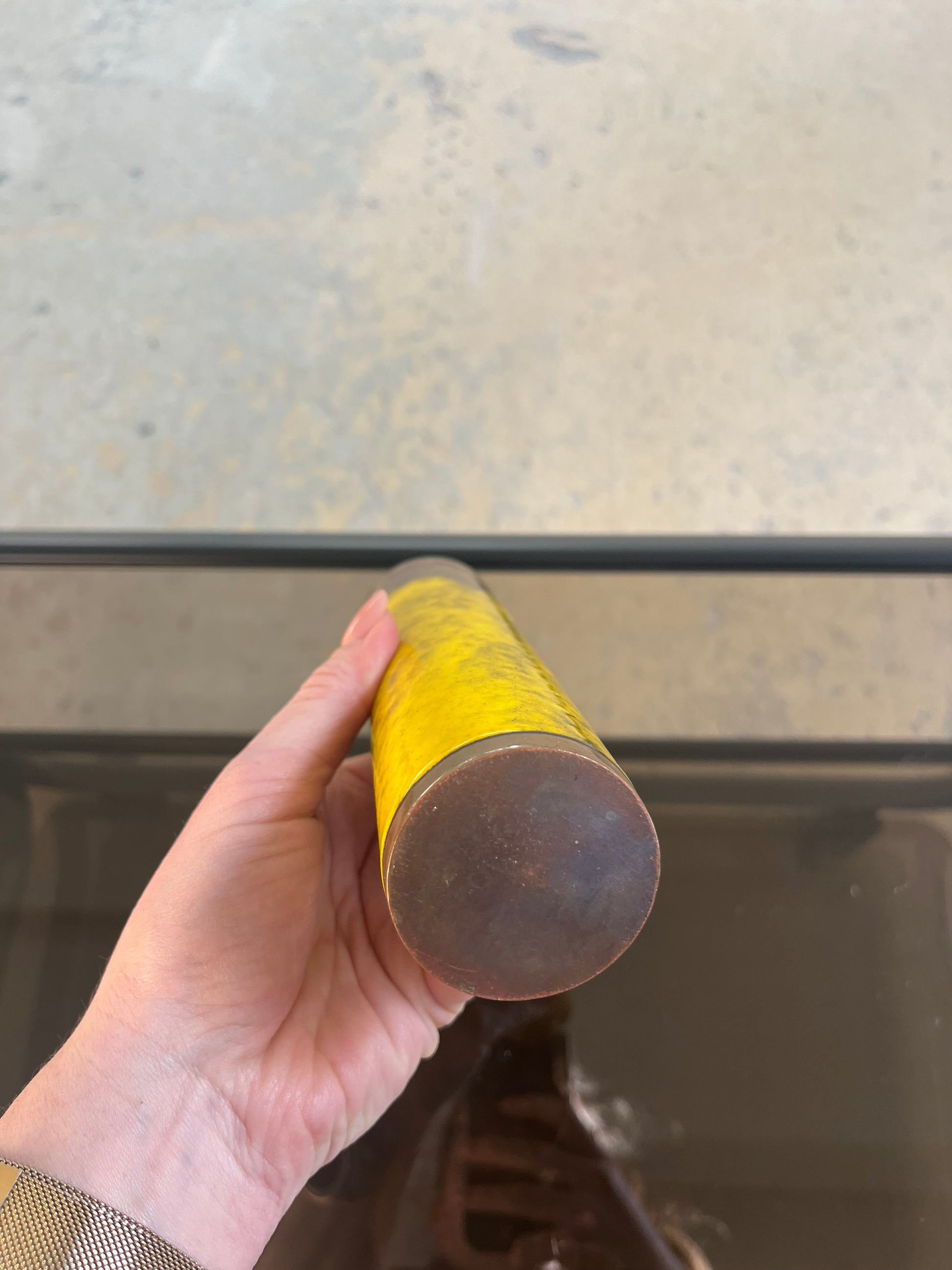 Vase gelb Kupfer Emaille