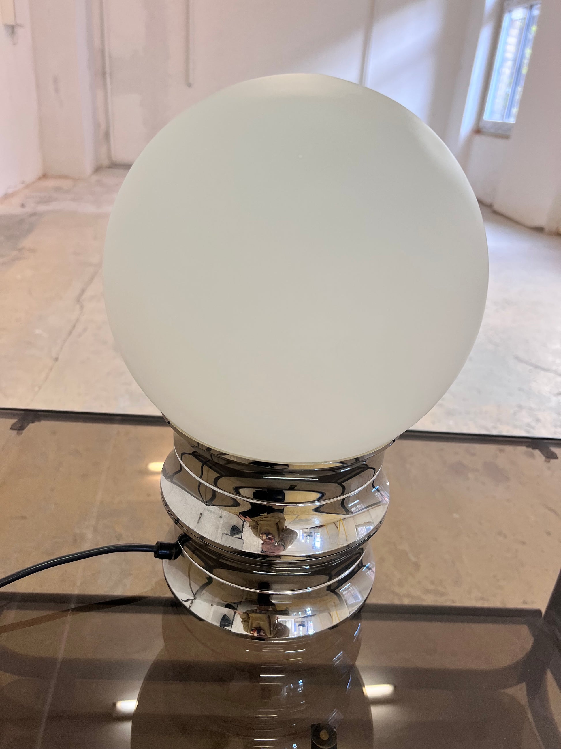 Tischlampe Chrom Opalglas von VEB NARVA