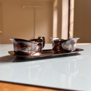 Set: Zuckerschale & Milchkännchen auf Tablett EPNS versilbert von COHR Denmark