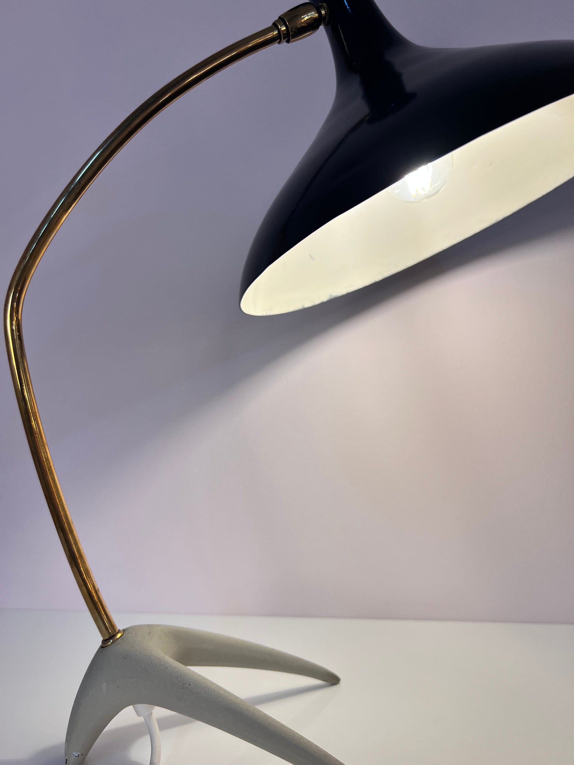 Tischlampe Krähenfuß / Diabolo schwarz weiß von Karl Heinz Kinsky für Cosack
