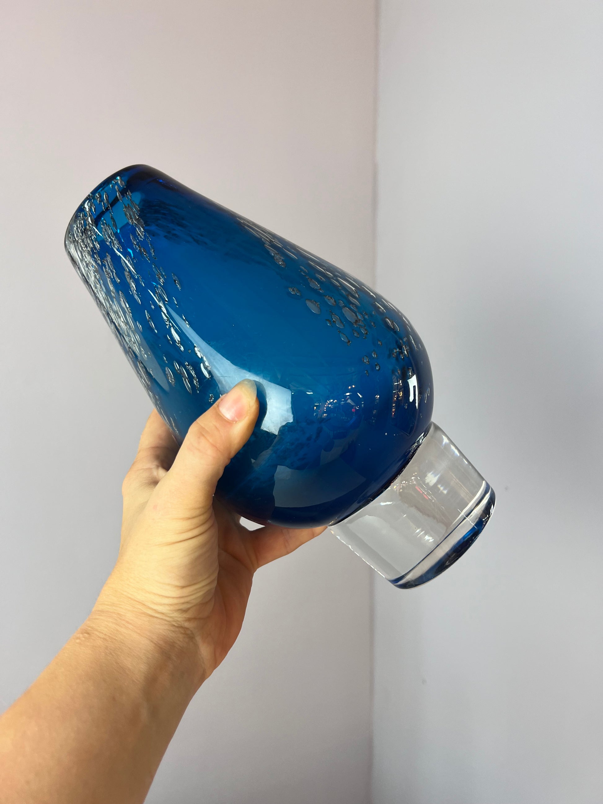 Vase blau Glas von von Heinrich Löffelhardt für Schott Zwiesel