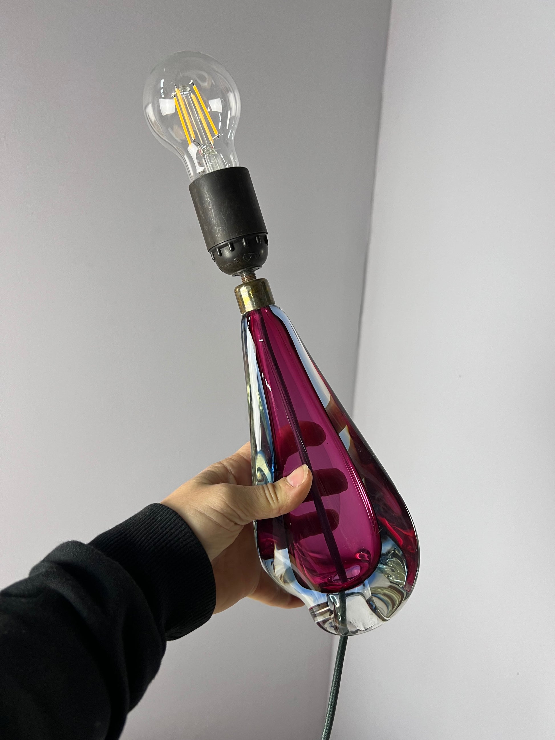 Tischlampe lila blau Muranoglas