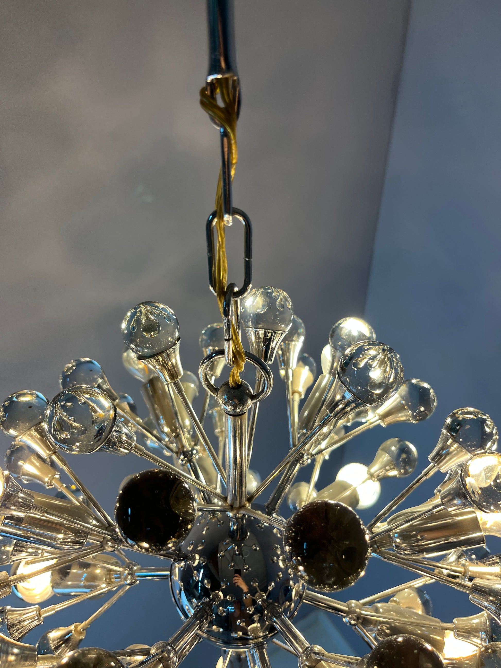 Sputnik Kronleuchter Chrom Glas aus Italien