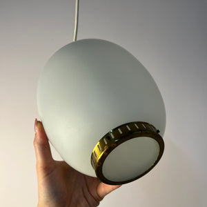 Hängelampe Kina Opalglas Messing von Bent Karlby für Lyfa
