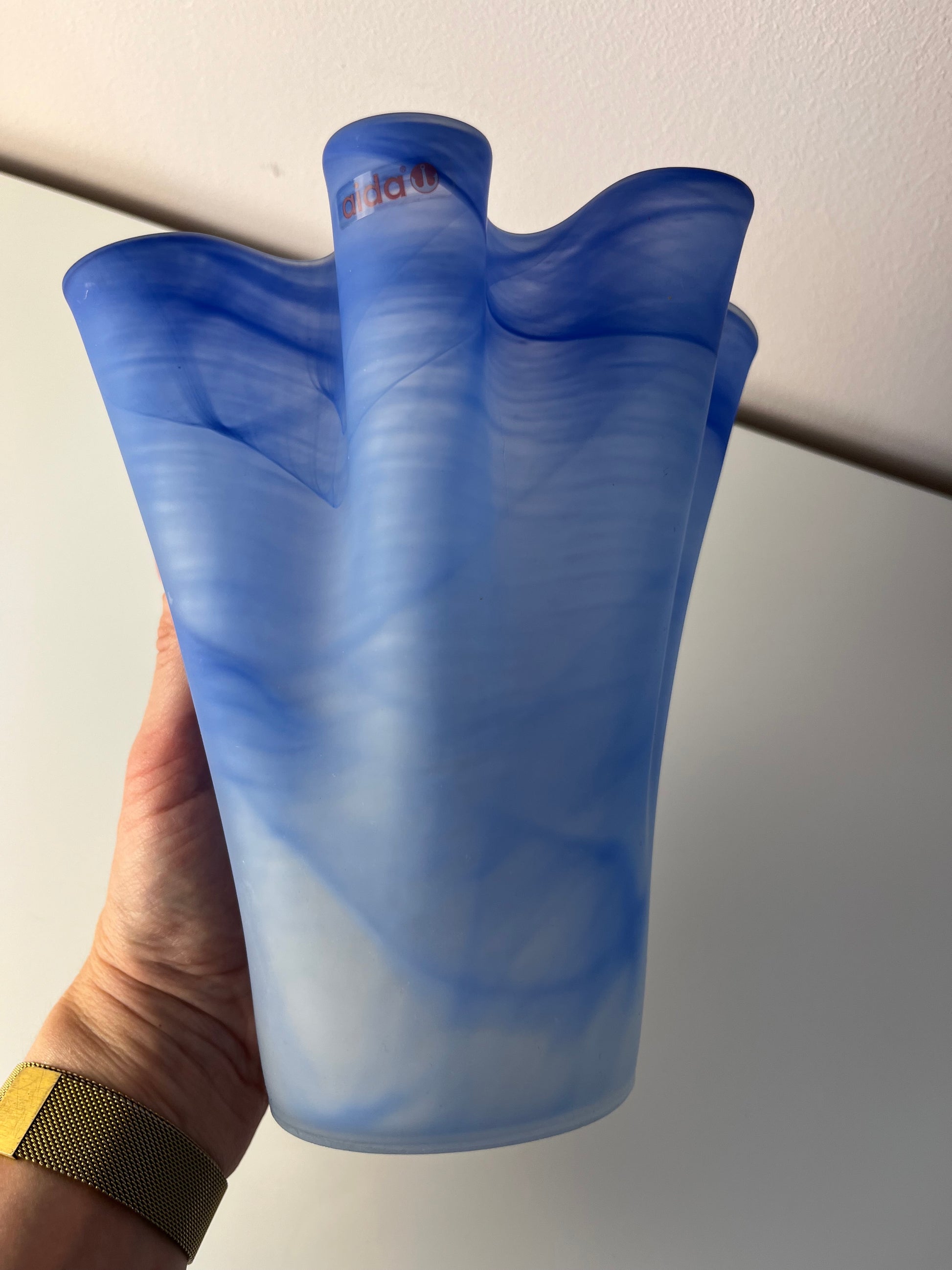 Vase Fazoletto blau Glas von Aida