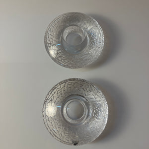 Set: 2x Diskus Kerzenhalter Kristallglas von Lars Hellsten für Orrefors