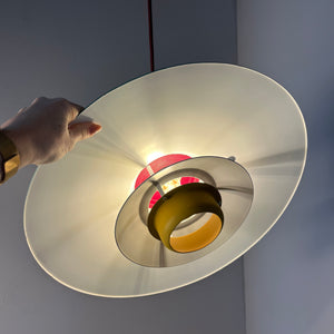 Lamellenlampe neu lackiert peach teal ocker aus Dänemark