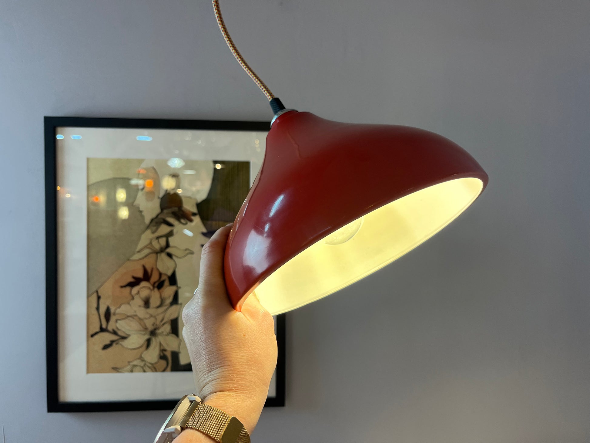 Hängelampe rot von Rolf Krüger für Staff