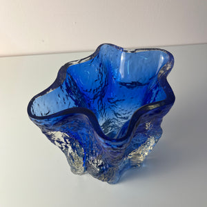 Vase blau Glas von Kai Blomqvist für Riihimaki / Riihimaen Lasi Oy