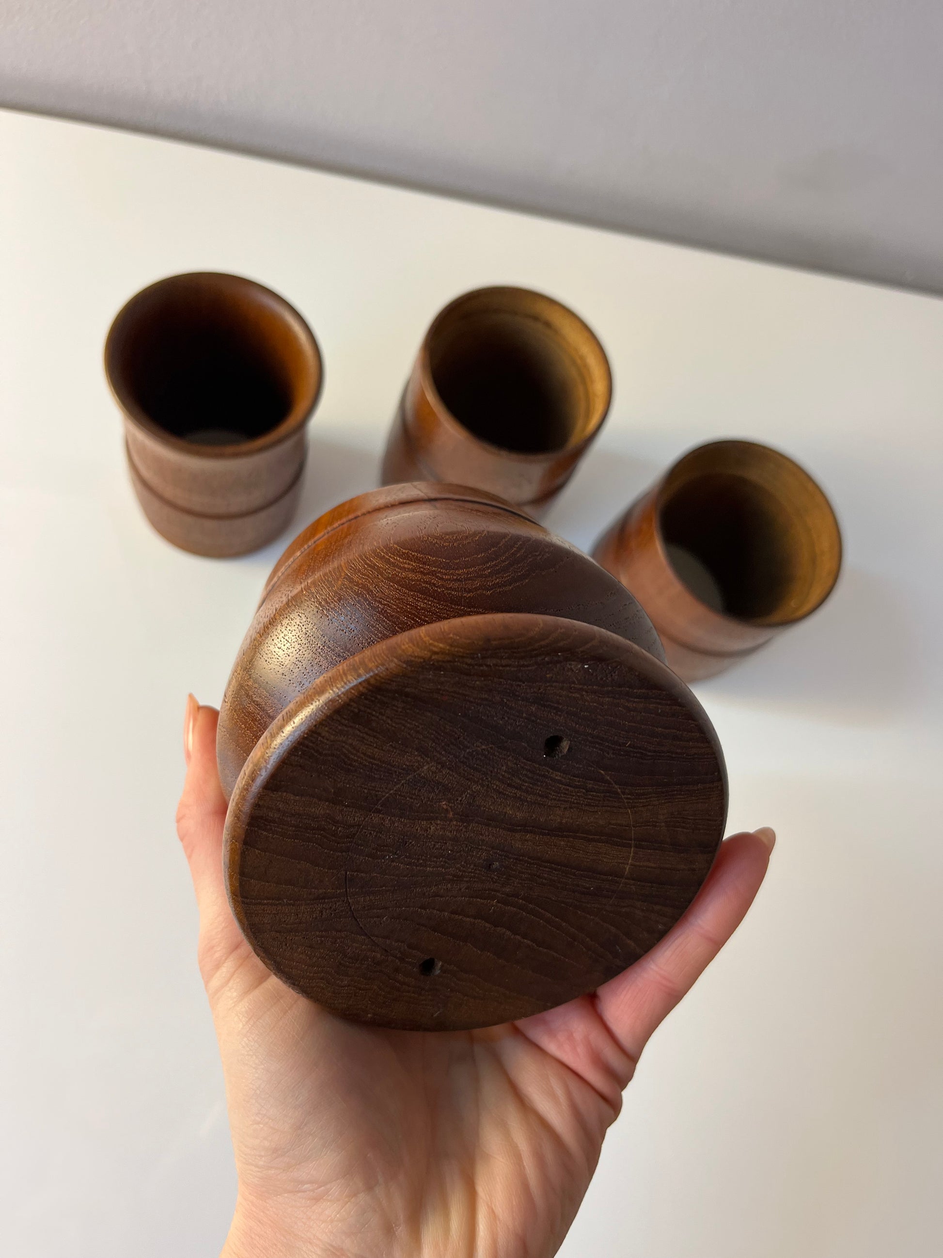 Stapelbare Vase Teak aus Dänemark