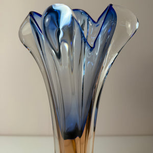 Vase hellblau Glas von Josef Hospodka für Chřibská Sklárna