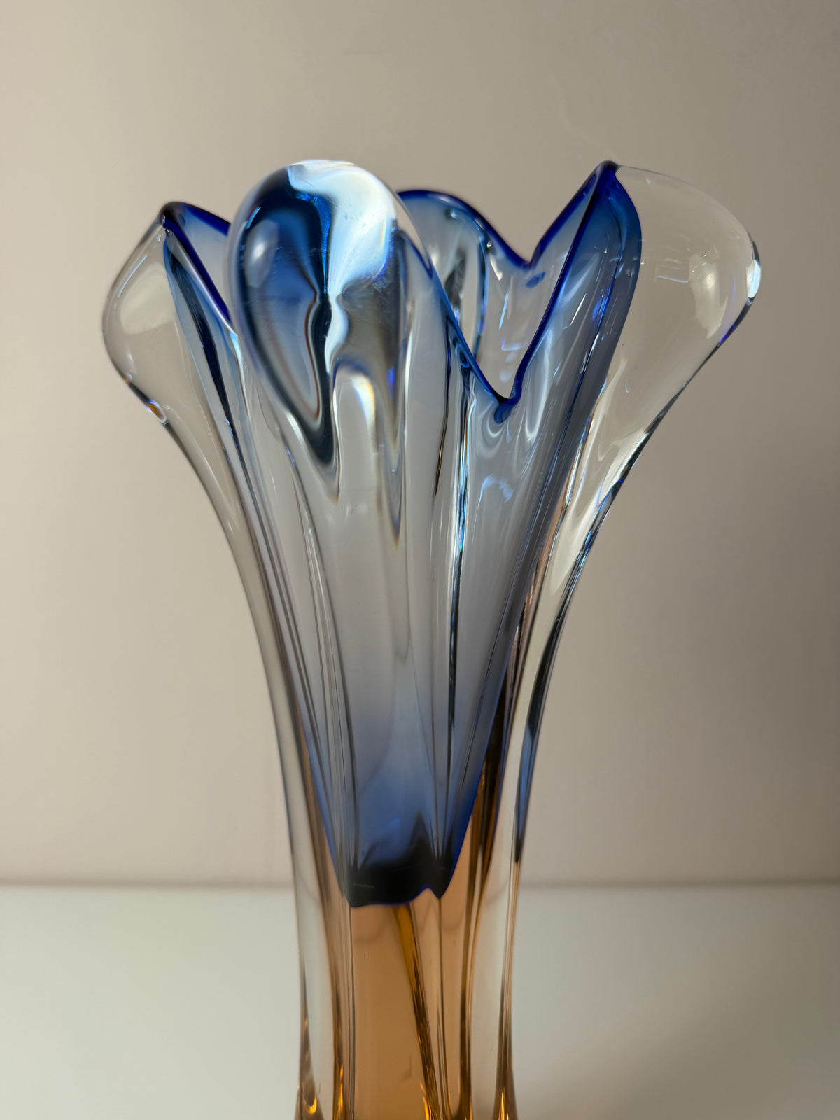 Vase hellblau Glas von Josef Hospodka für Chřibská Sklárna