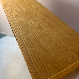 Vitrine Esche mit gelber Rückwand & neuen Hairpinlegs von Hellerau