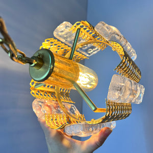 Hängelampe Glas Messing von Carl Fagerlund für Orrefors