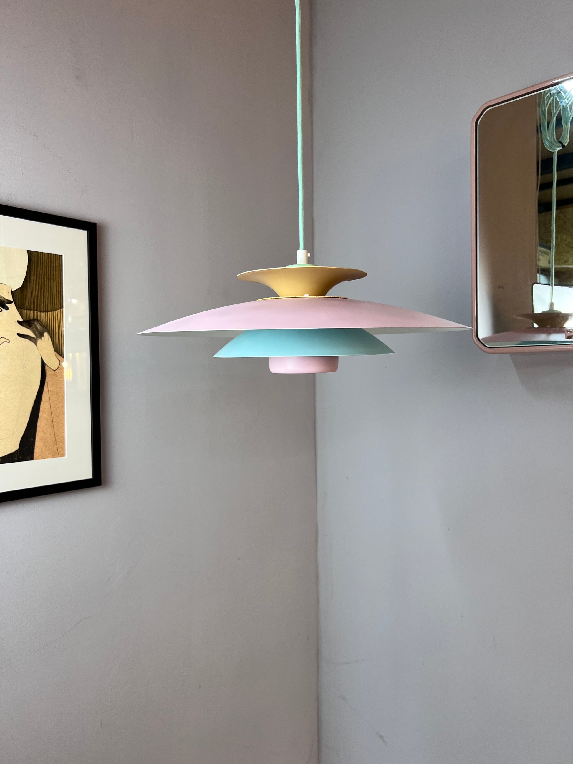 Lamellenlampe neu lackiert rosa mint