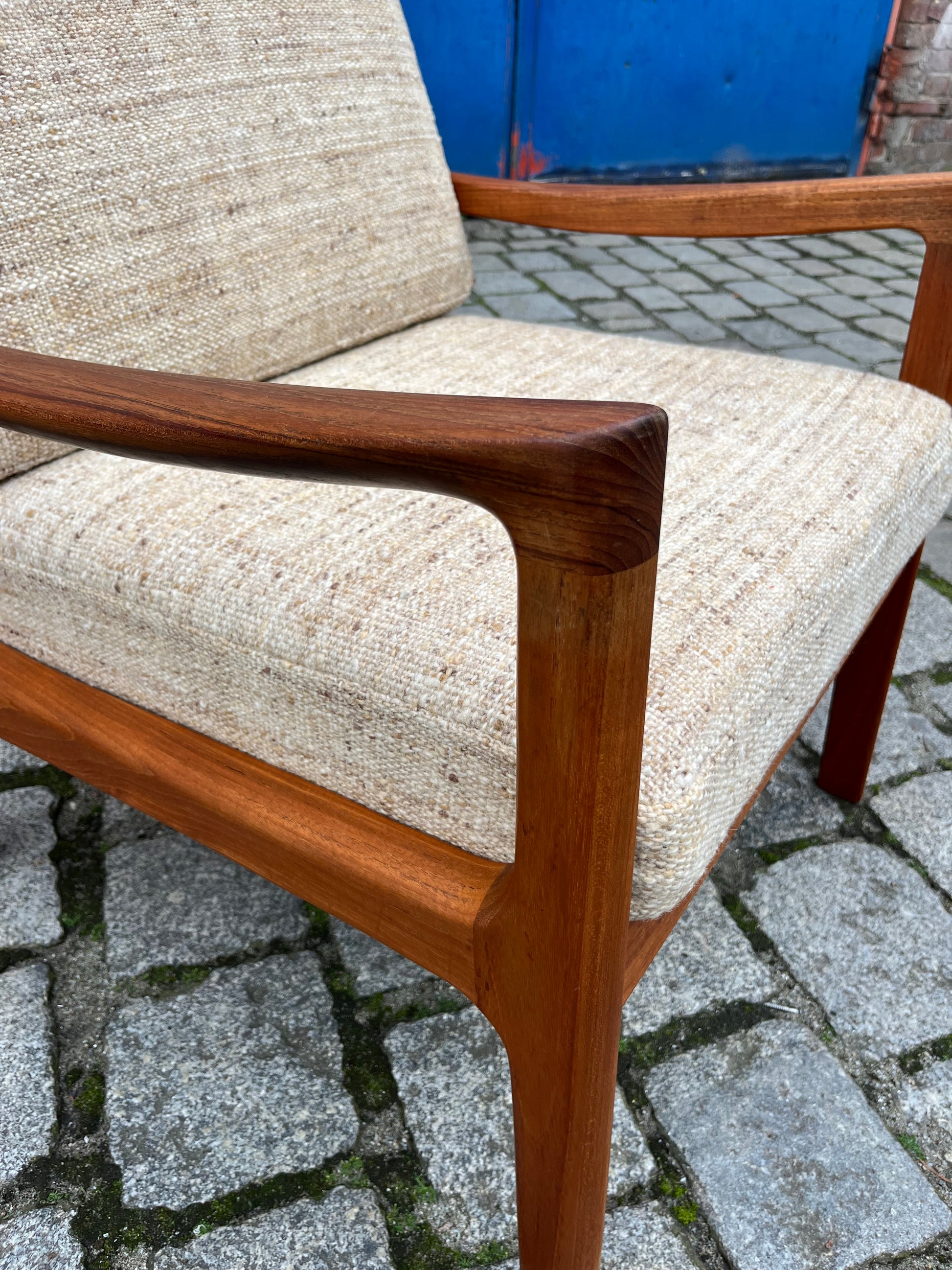 Sessel Senator beige Wolle Teak von Ole Wanscher für Cado