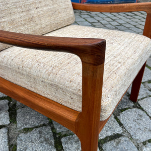 Sessel Senator beige Wolle Teak von Ole Wanscher für Cado