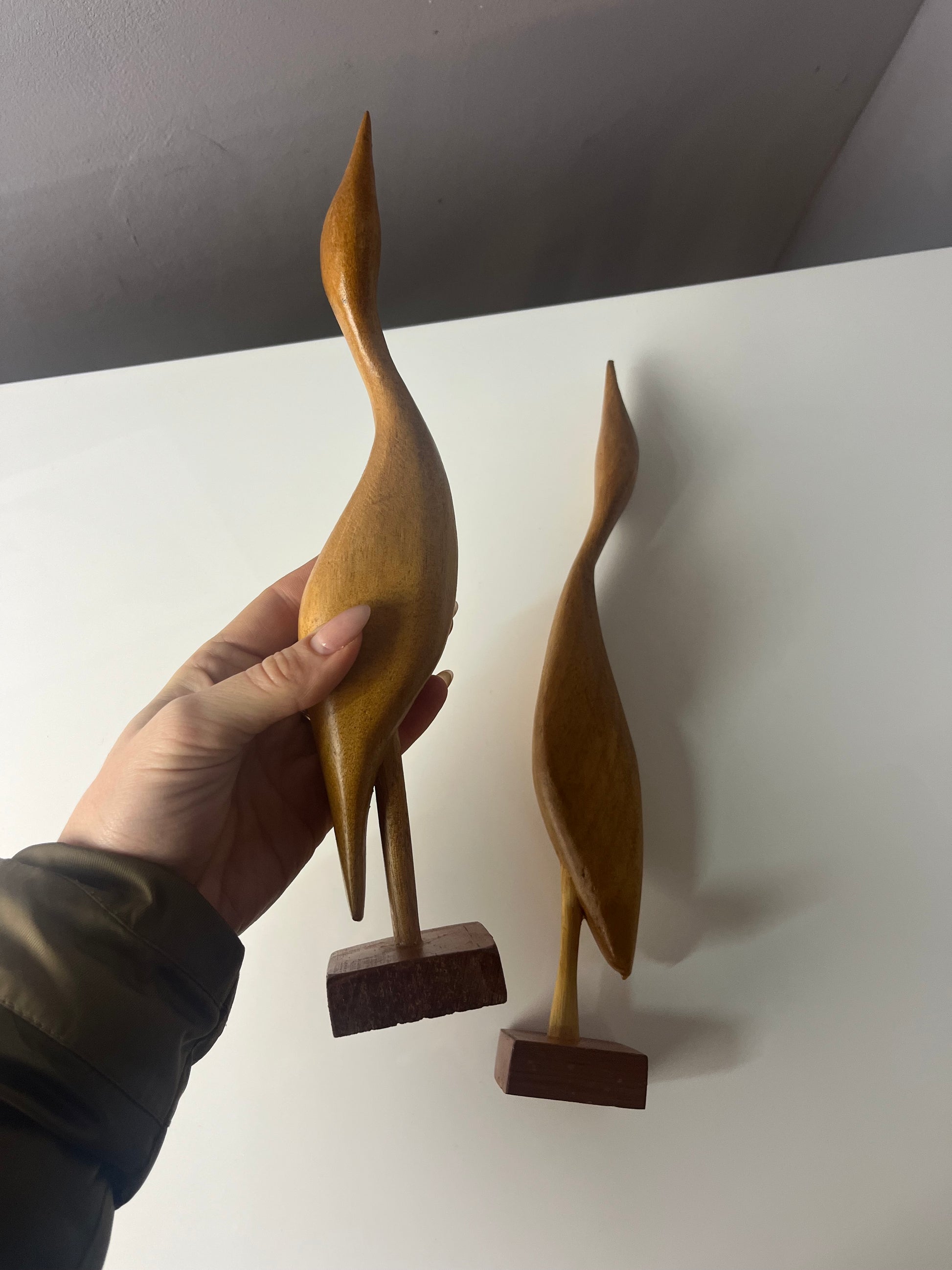 Set: 2 Kraniche Holz