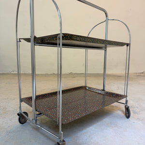 Dinette Servierwagen mit Blümchen und Chrom