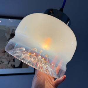 Hängelampe weiß gelb Muranoglas von Mazzega