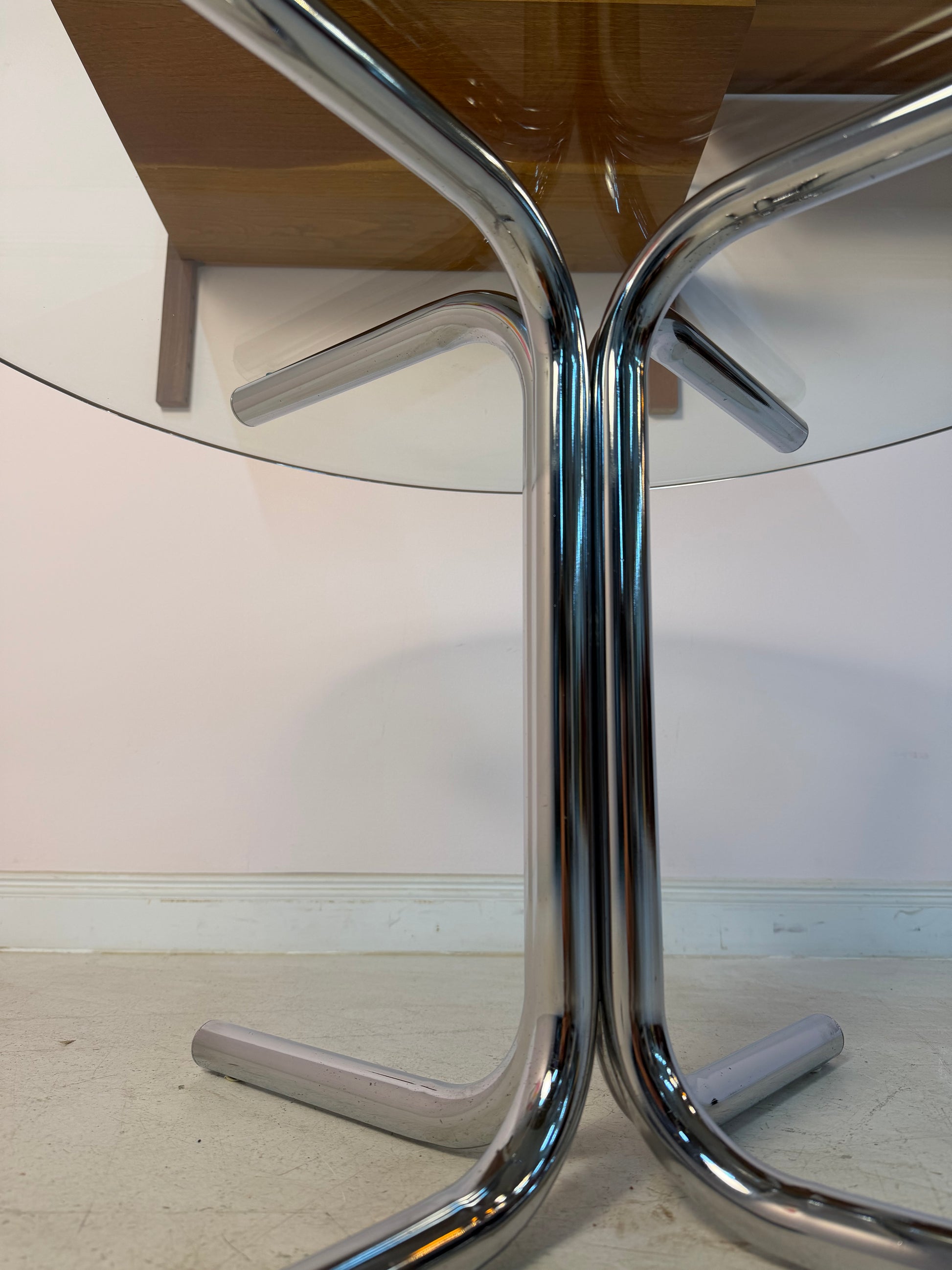 Runder Couchtisch Glas & Chrom