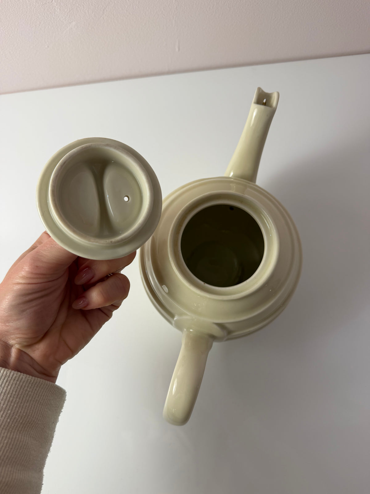 Teekanne Porzellan mit Chrom Thermohülle von Bauscher D.R.P.