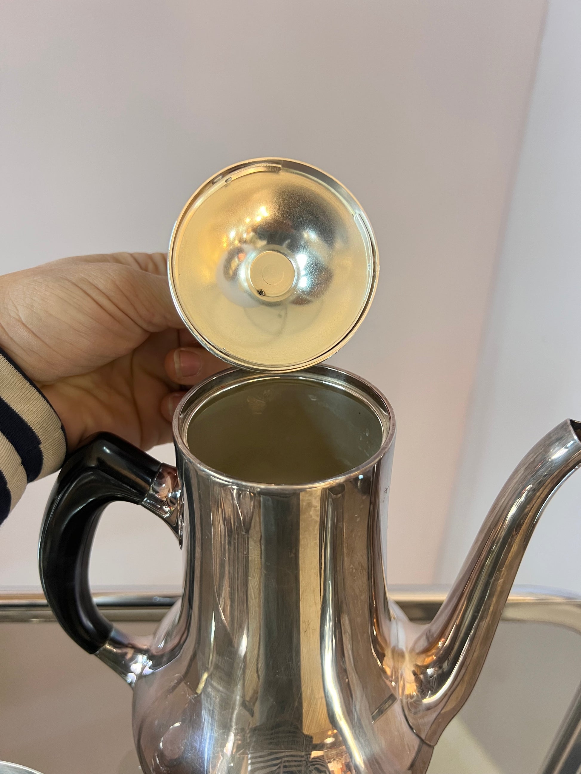 Set: Kanne, Zuckerdose, Milchkännchen & Sauciere Teile EPNS versilbert von Hans Bunde für COHR Denmark
