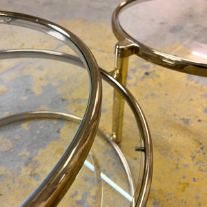 Runder Couchtisch Messing Glas mit drehbaren Tischplatten