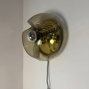 Kleine Wandlampe Futura Rauchglas Messing von Koch & Lowy für Peill & Putzler