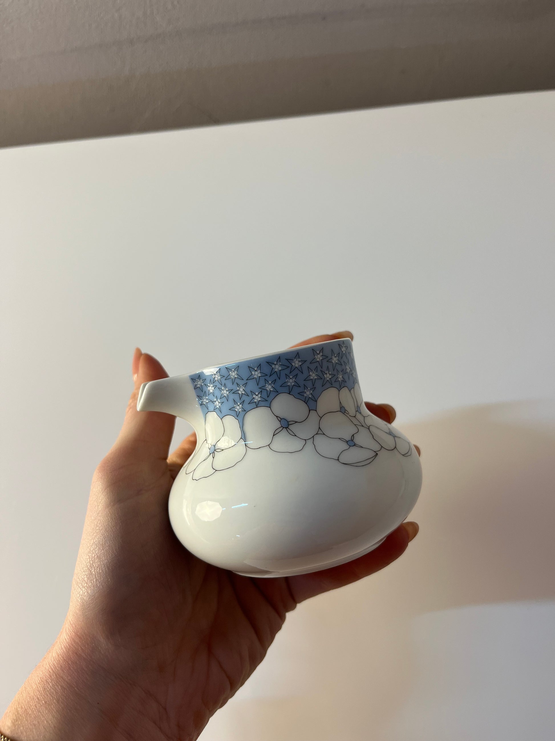 Set: Zucker & Milchkännchen Kiruna Garden weiß blau von Tapio Wirkkala für Thomas