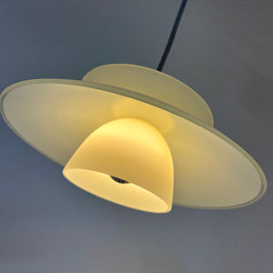 Lamellenlampe Milchglas Chrom aus Dänemark